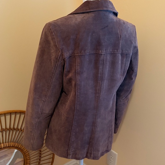 Vintage Cocoa Brown Suede Blazer Coat Chocolate Wilsons Leather Colebrook Small - Picture 11 of 16